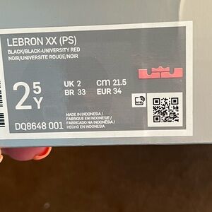 Nike LeBron XX (PS) Black/University Red Youth Sneakers